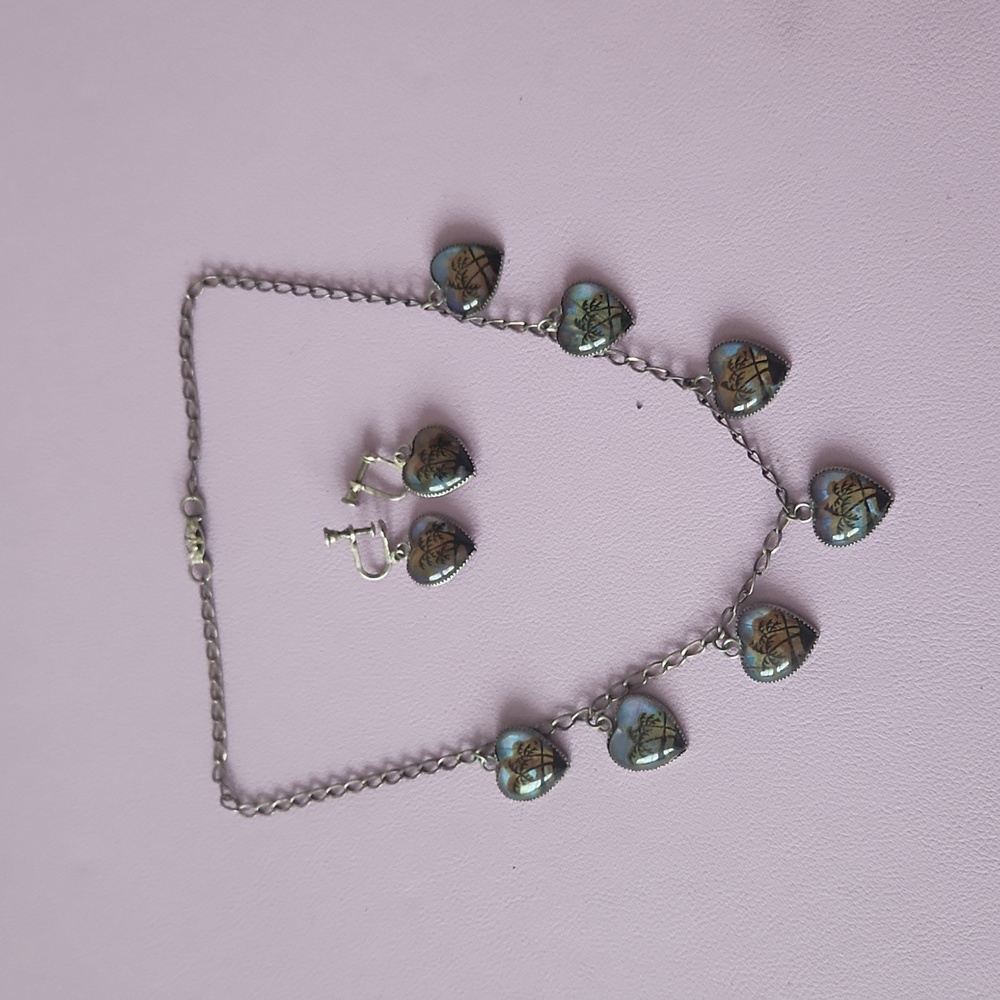 Vintage tropical choker and earring set